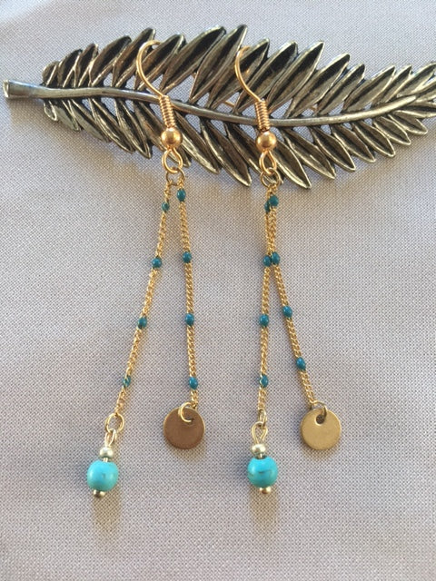 Boucles pendantes avec turquoise